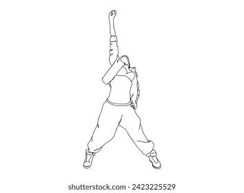 Hip-Hop Dancer single Line Drawing