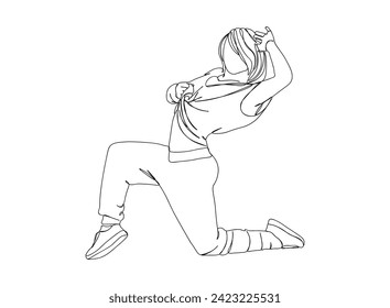 Hip-Hop Dancer single Line Drawing