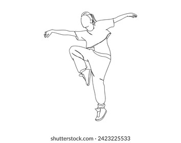 Hip-Hop Dancer single Line Drawing