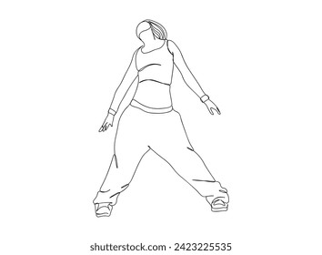 Hip-Hop Dancer single Line Drawing