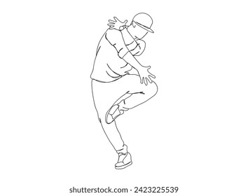 Hip-Hop Dancer single Line Drawing