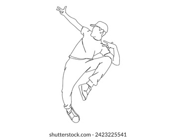 Hip-Hop Dancer single Line Drawing