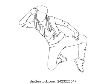 Hip-Hop Dancer single Line Drawing