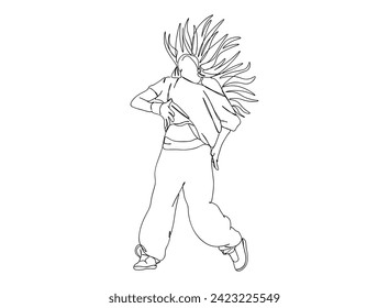 Hip-Hop Dancer single Line Drawing