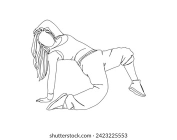 Hip-Hop Dancer single Line Drawing