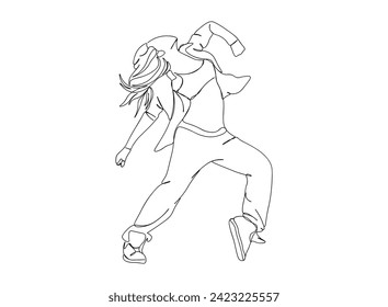 Hip-Hop Dancer single Line Drawing