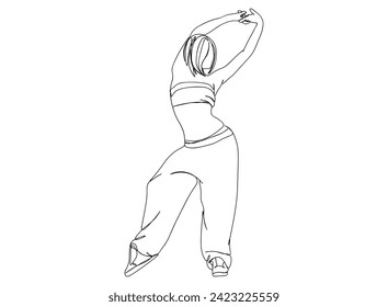 Hip-Hop Dancer single Line Drawing