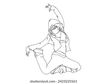 Hip-Hop Dancer single Line Drawing