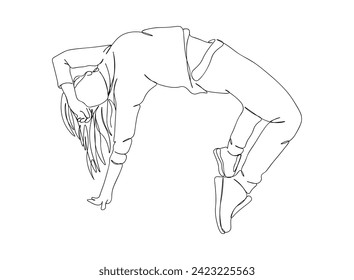 Hip-Hop Dancer single Line Drawing