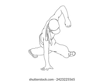 Hip-Hop Dancer single Line Drawing