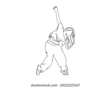 Hip-Hop Dancer single Line Drawing