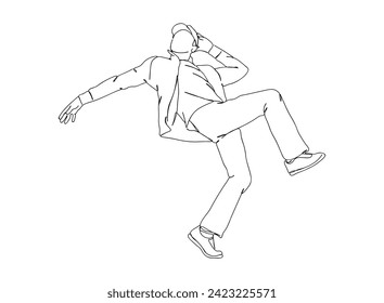 Hip-Hop Dancer single Line Drawing