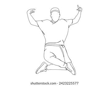 Hip-Hop Dancer single Line Drawing