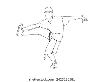 Hip-Hop Dancer single Line Drawing