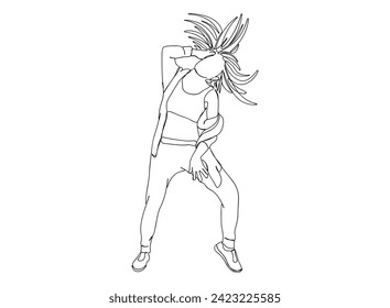 Hip-Hop Dancer single Line Drawing