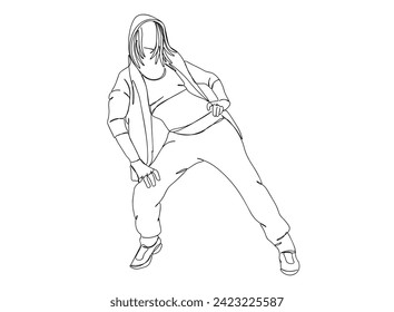 Hip-Hop Dancer single Line Drawing