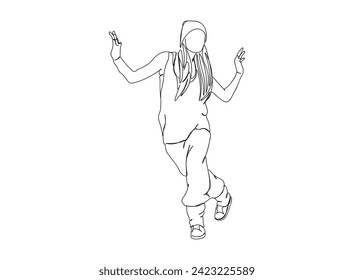 Hip-Hop Dancer single Line Drawing