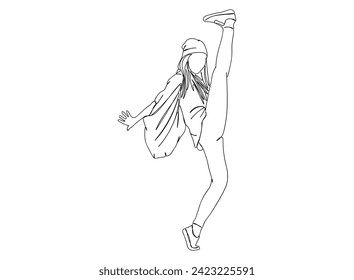 Hip-Hop Dancer single Line Drawing