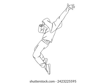 Hip-Hop Dancer single Line Drawing