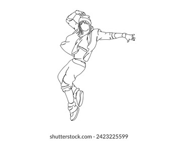 Hip-Hop Dancer single Line Drawing