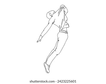 Hip-Hop Dancer single Line Drawing