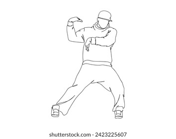 Hip-Hop Dancer single Line Drawing