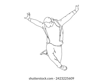 Hip-Hop Dancer single Line Drawing