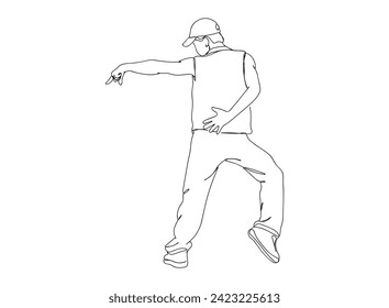 Hip-Hop Dancer single Line Drawing