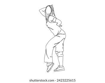 Hip-Hop Dancer single Line Drawing