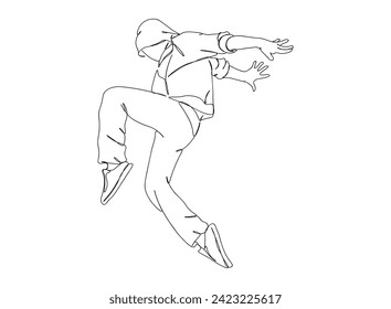 Hip-Hop Dancer single Line Drawing