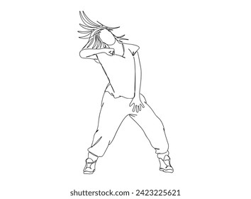 Hip-Hop Dancer single Line Drawing