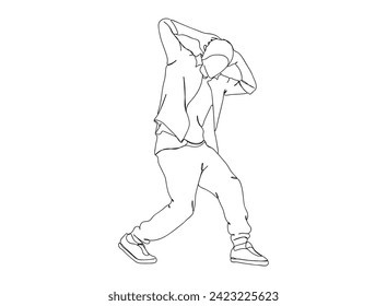 Hip-Hop Dancer single Line Drawing