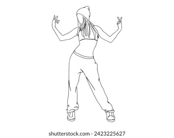 Hip-Hop Dancer single Line Drawing