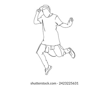 Hip-Hop Dancer single Line Drawing