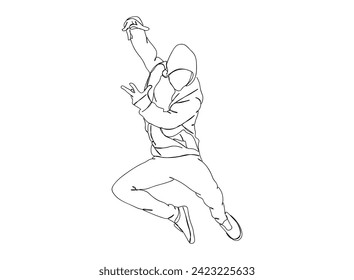 Hip-Hop Dancer single Line Drawing