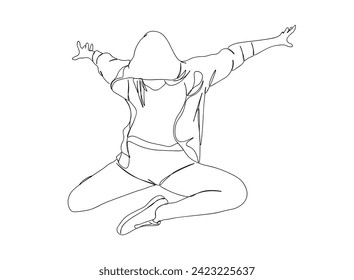 Hip-Hop Dancer single Line Drawing