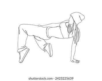 Hip-Hop Dancer single Line Drawing