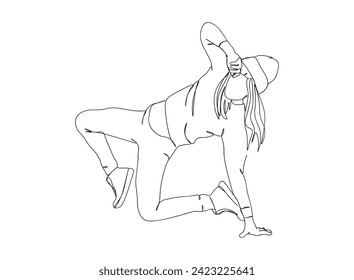 Hip-Hop Dancer single Line Drawing