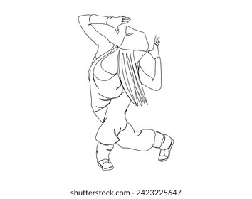 Hip-Hop Dancer single Line Drawing