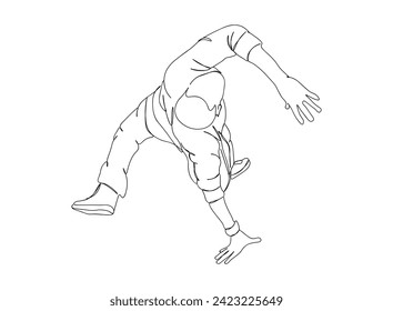 Hip-Hop Dancer single Line Drawing