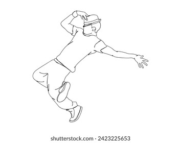 Hip-Hop Dancer single Line Drawing