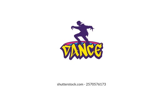 Hip-Hop Dancing boy Silhouette with Graffiti Text