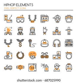 Hiphop Elements , Thin Line and Pixel Perfect Icons