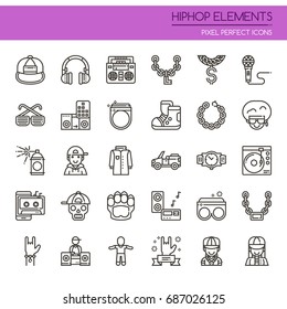 Hiphop Elements , Thin Line and Pixel Perfect Icons
