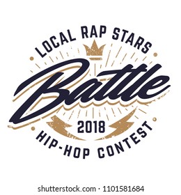 Hip-hop emblem template for rap battle. Vector emblem.