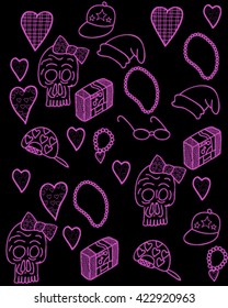 Hip-hop girl accessories vector art