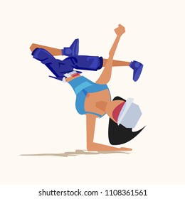 hiphop girl exercise - vector illustration