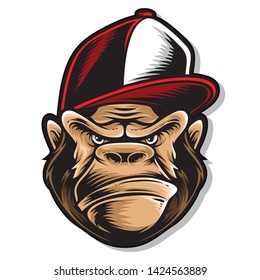 hiphop gorilla logo and vector