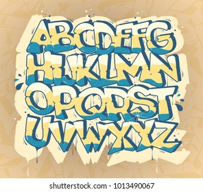 Hip-hop graffiti font, vector illustration.