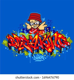 Hiphop Graffiti Style Word Breaking Vector Typography Illustration As Logotype, Badge and Icon, Postcard, Card, Invitation, Flyer, Banner Template.